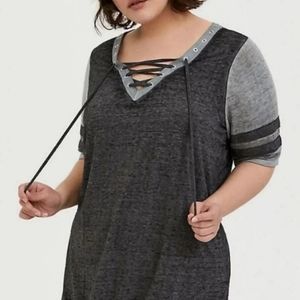 Torrid Lace-up Grey Tee